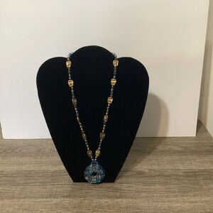 Artisan Blue and Bronze Beaded Necklace
